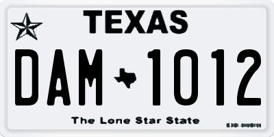 TX license plate DAM1012