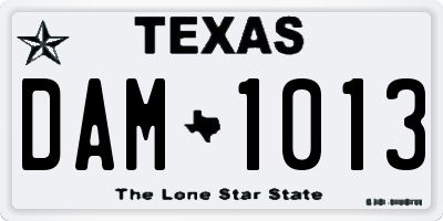 TX license plate DAM1013