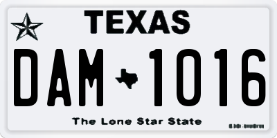 TX license plate DAM1016