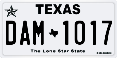 TX license plate DAM1017