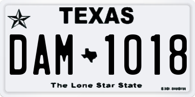 TX license plate DAM1018
