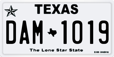 TX license plate DAM1019