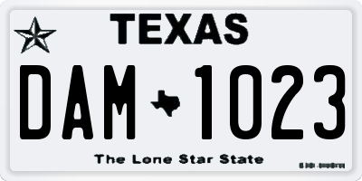 TX license plate DAM1023