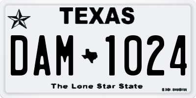 TX license plate DAM1024