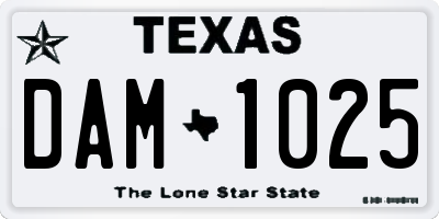 TX license plate DAM1025