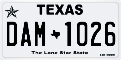 TX license plate DAM1026