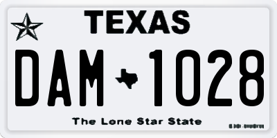 TX license plate DAM1028