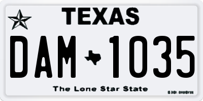 TX license plate DAM1035