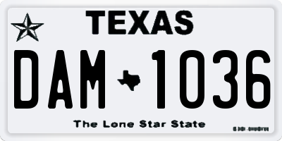 TX license plate DAM1036