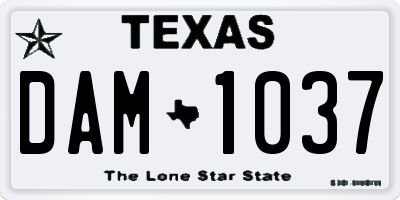 TX license plate DAM1037