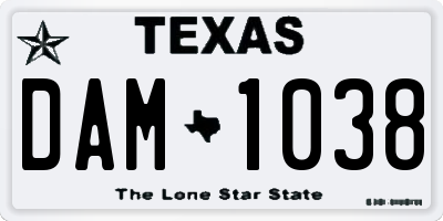 TX license plate DAM1038