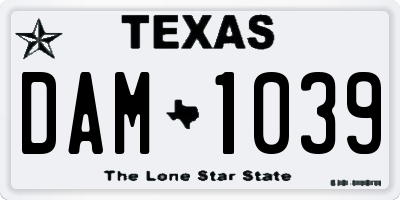TX license plate DAM1039