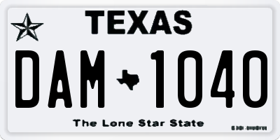 TX license plate DAM1040
