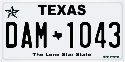 TX license plate DAM1043