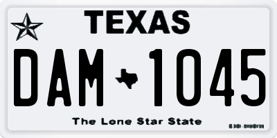 TX license plate DAM1045