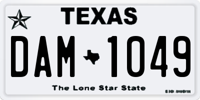 TX license plate DAM1049
