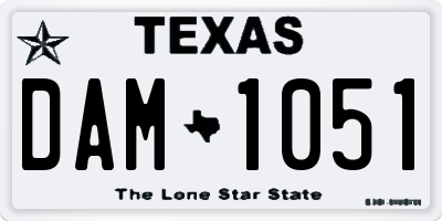 TX license plate DAM1051