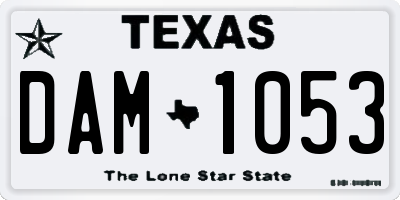 TX license plate DAM1053
