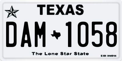 TX license plate DAM1058