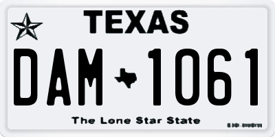 TX license plate DAM1061