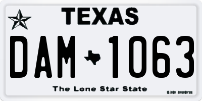 TX license plate DAM1063
