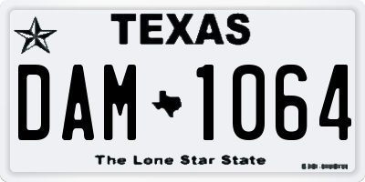 TX license plate DAM1064