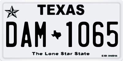 TX license plate DAM1065