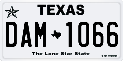 TX license plate DAM1066