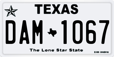 TX license plate DAM1067