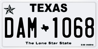 TX license plate DAM1068