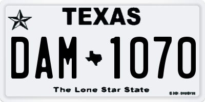 TX license plate DAM1070