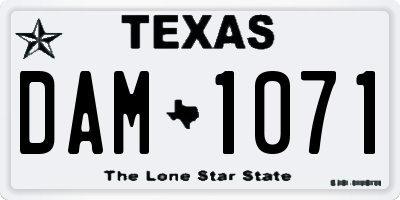 TX license plate DAM1071