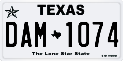 TX license plate DAM1074