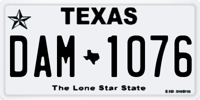 TX license plate DAM1076