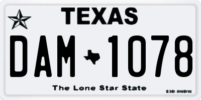 TX license plate DAM1078
