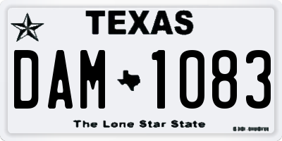 TX license plate DAM1083