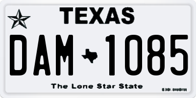TX license plate DAM1085