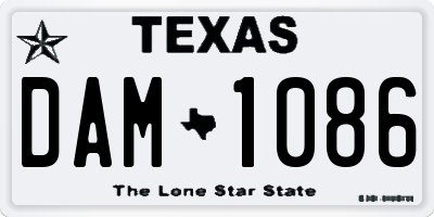 TX license plate DAM1086