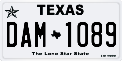 TX license plate DAM1089