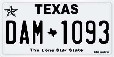 TX license plate DAM1093