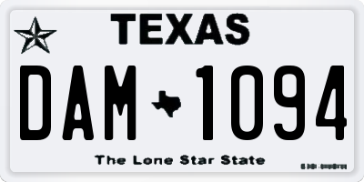 TX license plate DAM1094