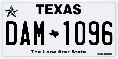 TX license plate DAM1096