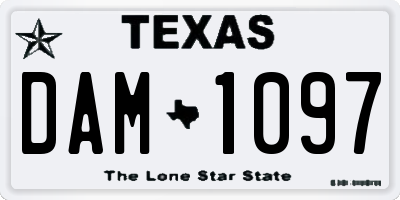 TX license plate DAM1097