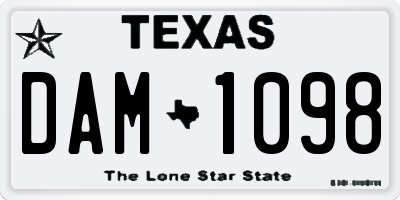TX license plate DAM1098