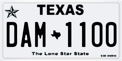 TX license plate DAM1100