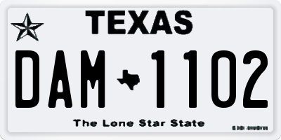 TX license plate DAM1102