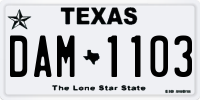 TX license plate DAM1103