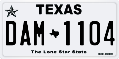 TX license plate DAM1104