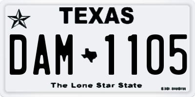 TX license plate DAM1105