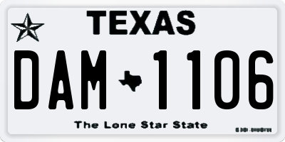 TX license plate DAM1106